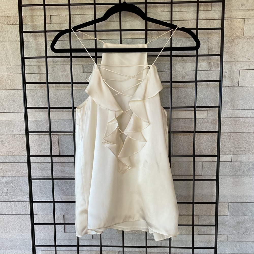 Cami NYC Silk Ruffle+Lace Up Camisole